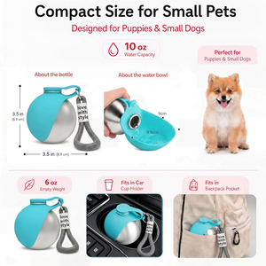 <span class=keywords><strong>Bottiglia</strong></span> d'Acqua Portatile 2-in-1 in Acciaio Inox per Cani e Gatti con Ciotola Pieghevole in Silicone, Antigoccia per Escursioni, Viaggi e Uso all'Aperto - Product Image 4