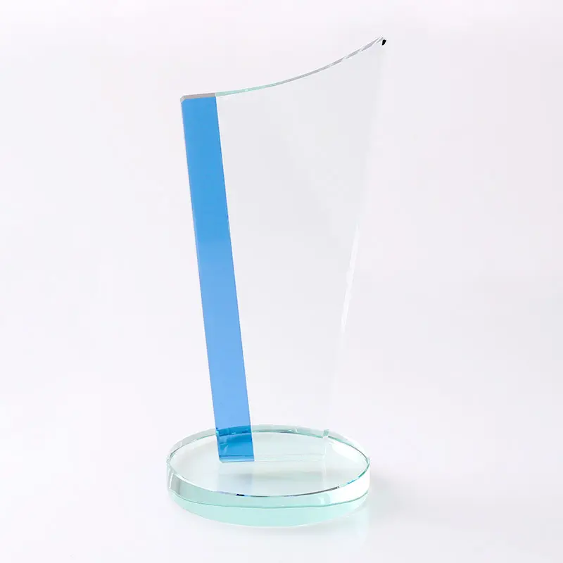 Crystal glass blank award engraved custom logo for maritime competitive sports events