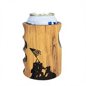 Portabottiglie in legno con design della bandiera americana, adatto per lattine, portatile, per omaggi, Iwo Jima - Product Image 1