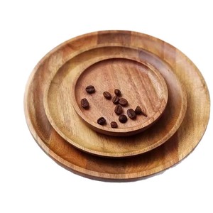 Wooden Tray Round Beech Wood 142024 Household Saucer <b>Teacup</b> Plate Baking Tray Handmade - Product Image 2