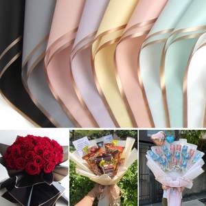 Papel de Envoltura de Flores Personalizado con Borde Dorado, Embalaje de Plástico Impermeable al por Mayor para Ramos de Flores - Product Image 5