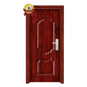 Gaya baru mewah <span class=keywords><strong>Victorian</strong></span> desain tahan angin Interior kayu Solid Panel pintu baja merah untuk rumah - Product Image 5