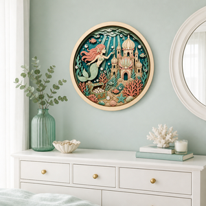 Scatola Ombra 3D Personalizzata con Sirena per Decorazione Murale |   Decorazioni per la cameretta dei bambini a tema Castello Sotto il Mare |   Compensato di Pioppo Stratificato |   Regalo per Bambini - Product Image 4