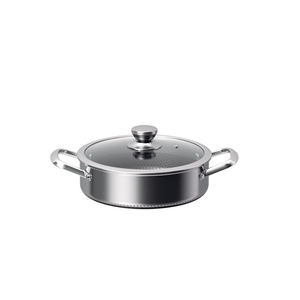 Batterie de cuisine moderne en acier inoxydable triple couche antiadhésive alvéolée, comprenant des marmites de 20/24/<span class=keywords><strong>28</strong></span>/32 <span class=keywords><strong>cm</strong></span>, une marmite peu profonde de <span class=keywords><strong>28</strong></span> <span class=keywords><strong>cm</strong></span> et couvercle en verre - Product Image 3