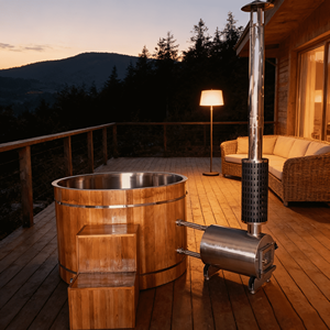 Baignoire d'extérieur <span class=keywords><strong>en</strong></span> <span class=keywords><strong>bois</strong></span> de luxe avec revêtement <span class=keywords><strong>en</strong></span> acier inoxydable pour une relaxation ultime à domicile et un soulagement total du stress - Product Image 3