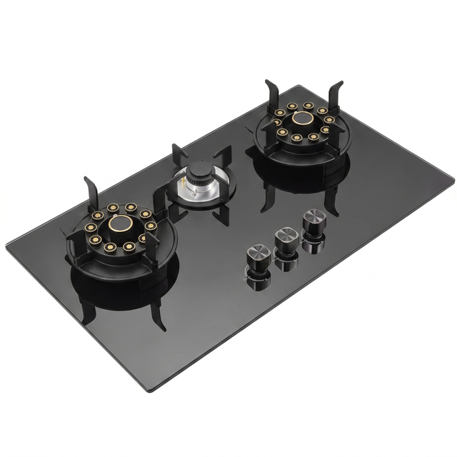 Electric Three-Cooker Cooktop with Glass Surface Easy Clean Electronic Ignition Flameout Protection Household Use