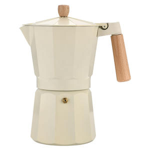 Cafetière Moka pour usage domestique, petite cafetière, aspect élégant, poignée en bois, cuisinière électrique en céramique, extraction d'espresso, minimaliste - Product Image 1