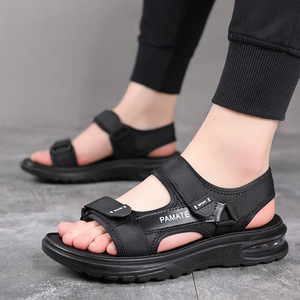 Sandales à brides croisées pour hommes Pamate, noires, avec bande élastique, respirantes, chaussures de sport décontractées d'été pour l'extérieur - Product Image 2