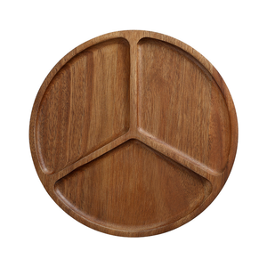 Plato Redondo de Madera de Acacia Hecho a Mano, Pulido, Personalizable, Ecológico, Multifuncional y Compartimentado para Aperitivos - Product Image 1