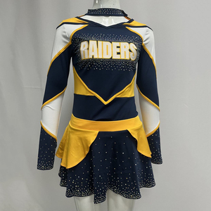 Uniformes de porristas amarillos y negros para niños, sublimación, juego de calentamiento, Diseño de equipo personalizado, uniformes de animación para jóvenes - Product Image 3
