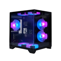 Manmu Pc Case Matx Gaming Cases White Color Mid Tower Micro Desk Casing Tempered Glass Computer Cabinet Pc Case with Fans