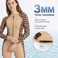 Combinaison de surf sexy pour femmes avec fermeture éclair sur le devant, en néoprène de 2 mm, imprimé léopard, tendance