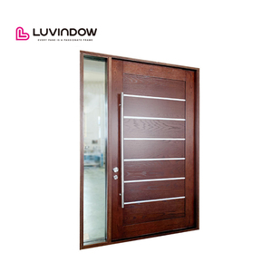 Luvindow rumah Modern mewah, pintu masuk utama, kayu, pintu kaca dengan desain Lite samping, pintu kayu Pivot