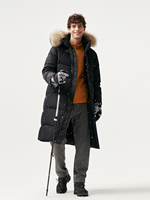 Veste d'hiver décontractée pour homme, 90% duvet, avec capuche en fourrure, coupe-vent et imperméable, manteau long épais, coupe-vent 123