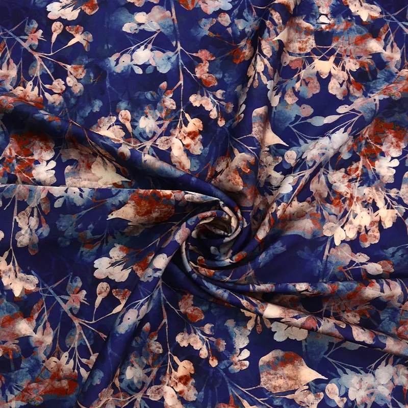 Digital Printing Flower Armani Silky Satin Fabric For T Shirt
