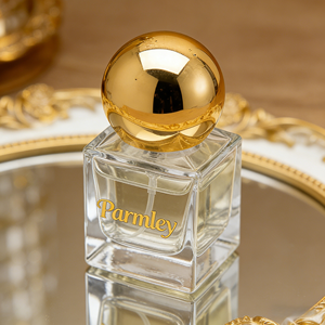 Luxury Clear <strong>Mini</strong> 18ml Private Logo Square Glass Atomizer Oil Perfume Spray Bottle with Ball Golden Lid - Product Image 1