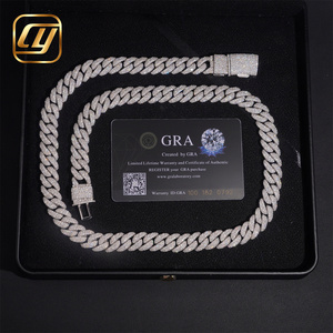 Collar de Plata de Ley 925 de 12 mm con Incrustaciones de Diamantes de Imitación Estilo Hip Hop, Cadena Cubana de Miami, Certificado GRA, VVS, Moissanita - Product Image 5