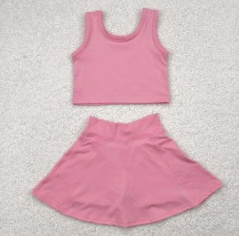 Conjunto deportivo de verano para niñas pequeñas, falda de yoga - Product Image 5