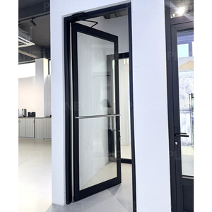 Puerta de Entrada Comercial Moderna de Aluminio Negro Mate con Vidrio Templado, Puerta Frontal con Marco de Aluminio Negro Mate Ultrafino - Product Image 2