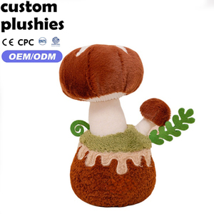 Juguete de Peluche de Hongo en Maceta de Dibujos Animados, Venta al por Mayor de Fábrica, Muñeco de Peluche de Bolete Marrón con Hojas Verdes para Regalo de Vacaciones para Niños - Product Image 1