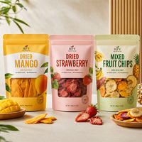 Op maat gedrukte, voedselveilige verpakking voor gedroogd fruit, staande pouch met venster en hersluitbare ritssluiting, snack-opbergzak