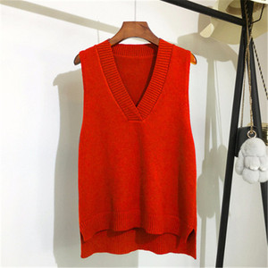 Débardeur tricoté sexy <span class=keywords><strong>pour</strong></span> femmes, <span class=keywords><strong>pull</strong></span> <span class=keywords><strong>col</strong></span> en <span class=keywords><strong>v</strong></span>, ample, sauvage, <span class=keywords><strong>pull</strong></span> <span class=keywords><strong>sans</strong></span> manches, automne et hiver, nouvelle collection coréenne, L0088 - Product Image 2