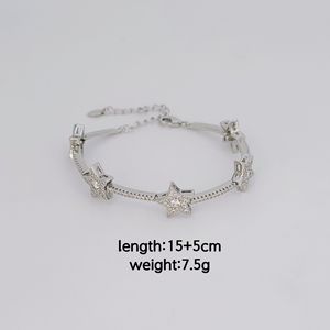 Pulsera de cadena de esclavo de estrellas de cristal de <span class=keywords><strong>Zirconia</strong></span> para mujer dedo mano chapado en oro estrellas encanto delicado CZ pulsera - Product Image 3