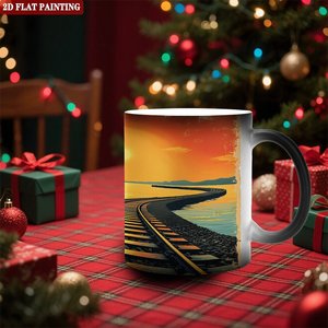 Mug magique en céramique noir givré de 11 oz, changeant de couleur à la chaleur, pour usage quotidien au bureau - Product Image 2