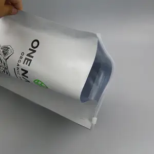 Custom richiudibile in plastica termosaldata da 5kg sacchetto per alimenti a fondo piatto di proteine del siero di latte in polvere sacchetto di imballaggio con chiusura lampo riutilizzabile