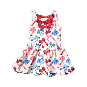 Vestido de Verano Floral Casual Deportivo Personalizado ODM para Niñas con Lazos, Borde Festoneado, Algodón y Spandex, con Shorts Interiores - Product Image 4