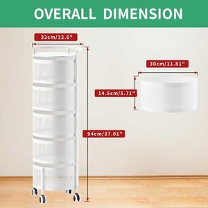 Hot Sale 5-Layer Rotating Modern Eco-Friendly Fruit Basket <b>Kitchen</b> <b>Storage</b> Metal Pantry Baskets with Wheels - Product Image 2