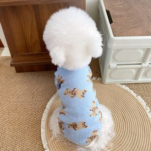 Pull tricoté pour animaux de compagnie, motif ours bleu, vêtements d'hiver pour petits chiens, Bichon Frise, caniche, Schnauzer, Teddy Cat, vêtements confortables - Product Image 1