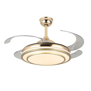 โคมไฟเพดาน LED สไตล์อเมริกัน โมเดิร์น มินิมอล พร้อมใบพัด 5 ใบ มอเตอร์ DC ตัวโคมแก้วหรูหรา ใช้ได้ทั้งไฟ AC/DC สำหรับห้องนั่งเล่นและห้องนอน - Product Image 5