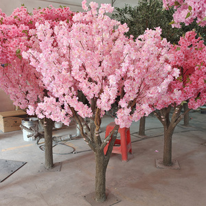 Arbre artificiel de cerisier en fleurs rose, arbre de cerisier en fleurs rose dans un pot blanc mat, décoration d'intérieur, bonsaï, arbre à fleurs avec pot - Product Image 5