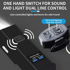 Faro per Bicicletta USB Ricaricabile con Clacson, Impermeabile IPX4, per <span class=keywords><strong>MTB</strong></span> e Ciclismo Outdoor, Luce Frontale ad Alta Intensità - Product Image 3