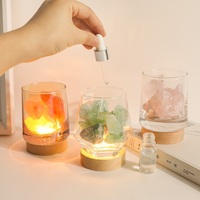 Diffuseur de lumière d'ambiance Maxery Fresh Forest Crystal Vert, Rose clair Quartz Huile essentielle Aromathérapie Lumière d'ambiance apaisante