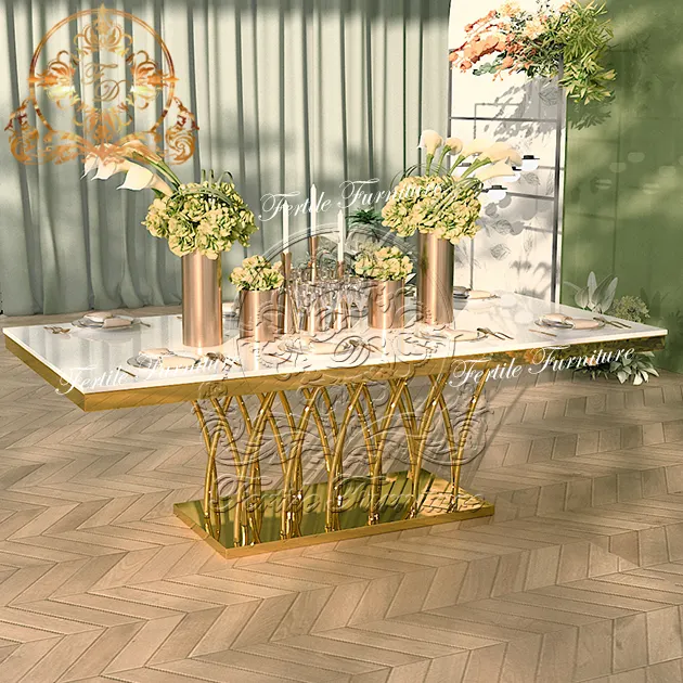 İtalyan High End yemek odası mobilyası paslanmaz çelik yemek masa setleri lüks 6 sandalyeler Modern düğün masa seti
