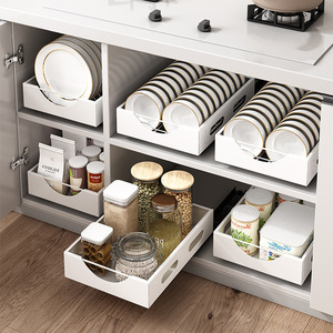Kitchen Storage Drawer Organizer Carbon Steel Durable Pull Out <b>Basket</b> Cabinet Rack For Kitchen Bathroom - Product Image 3