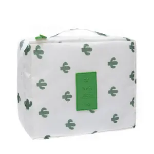 Bolsa de maquiagem portátil para viagem, grande capacidade, com várias camadas de armazenamento, bolsa quadrada multifuncional para lavar