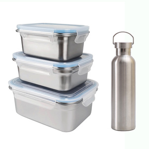 LIHONG Food Container Stainless Steel Compartment Lunch Box Reusable Metal Food Box Kitchen Storage Lunch Boxes Plastic
