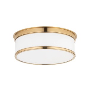 Lámpara de Techo Moderna de Lujo con Doble Anillo de Latón y Cristal Blanco |   Iluminación Elegante para Habitaciones de Hotel y Áreas de Ocio - Product Image 1
