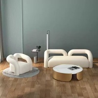 Canapé inclinable moderne en laine d'agneau - Chaise de détente pour bureau à domicile et salon avec pieds en bois et tissu bouclé