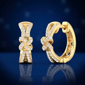 Luxury Trendy Gift Knot Design Cut Lab Grown Diamond <b>Huggie</b> Hoop <b>Earrings</b> 10K 14K 18K Gold 925 935 Sterling <b>Silver</b> - Product Image 1