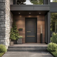 Porte d'entrée extérieure en acier moderne de luxe à double battant en aluminium pour villa