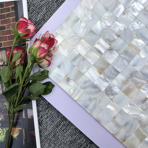 <strong>White</strong> 3d Self Adhesive Peel and <strong>Stick</strong> <strong>on</strong> Mother of Pearl Backsplash Shell Mosaic <strong>Tile</strong> - Product Image 4