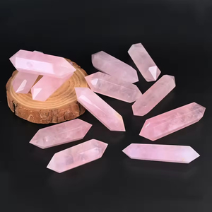 Vente en gros de baguettes de cristal de quartz rose naturel à double pointe polies, tours de cristal de guérison pour la décoration intérieure et les cadeaux - Product Image 5