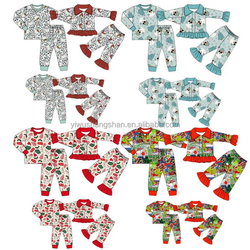 Nieuwe Aankomst Kerststijl Patroonprint Melkzijde Slaapkleding Mama En Mij Outfits Voor Familie Bijpassende Pyjama 'S