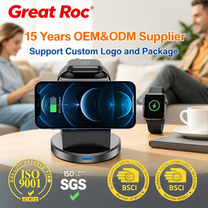 Stazione di Ricarica Wireless Great <span class=keywords><strong>Roc</strong></span> 15W, Ricarica Rapida 3 in 1 con Ingresso USB-C per Telefono, Orologio e Auricolari - Product Image 2