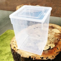 Boîte en plastique transparente avec couvercle, conteneur de rangement transparent ventilé, boîte d'alimentation rectangulaire en plastique pour reptiles, lézards, serpents