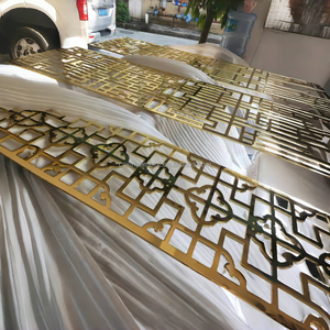 Divisor <span class=keywords><strong>de</strong></span> pantalla <span class=keywords><strong>de</strong></span> un solo panel <span class=keywords><strong>de</strong></span> aluminio cortado con láser, partición tallada en Metal, separación plateada, decoración <span class=keywords><strong>de</strong></span> ingeniería <span class=keywords><strong>de</strong></span> proyectos - Product Image 6